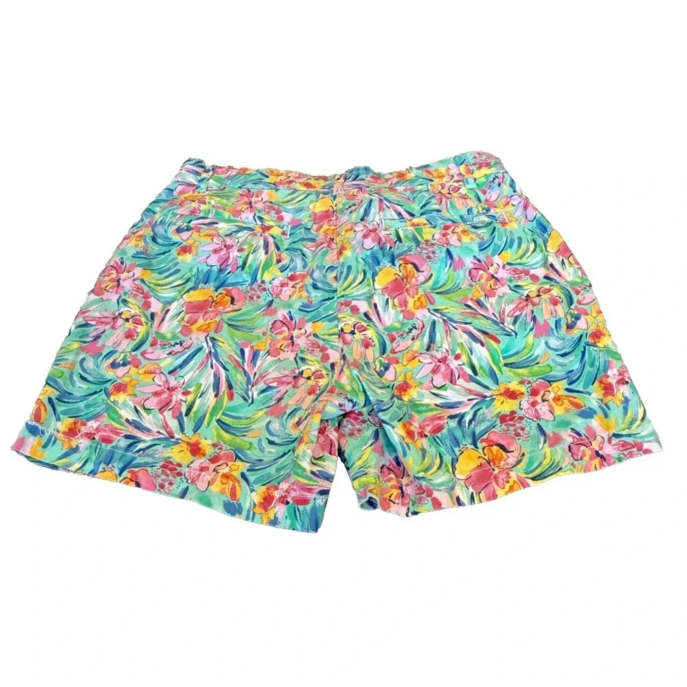 Stella Parker Women's Pastel Tropical Floral Print Chino Shorts Stretch - Size 6